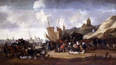 Scheveningen yakınlarındaki Sahilde Bir Sahne by Hendrick de Meyer