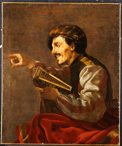Oturan Lutanist İşaret by Hendrick ter Brugghen
