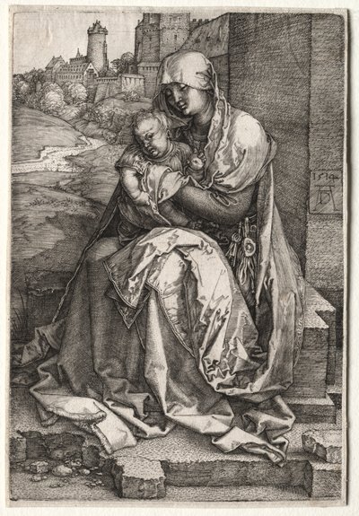 Duvarın Yanında Oturan Bakire ve Çocuk by Hendrick ter Brugghen