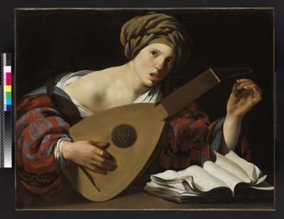 Genç kadın bir ud akort ediyor, c.1626-27 by Hendrick ter Brugghen