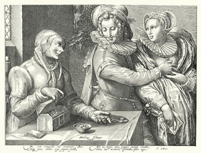 Zenginlik Yerine Güzellik Aşkını Seçen Bir Genç (gravür) by Hendrik (after) Goltzius