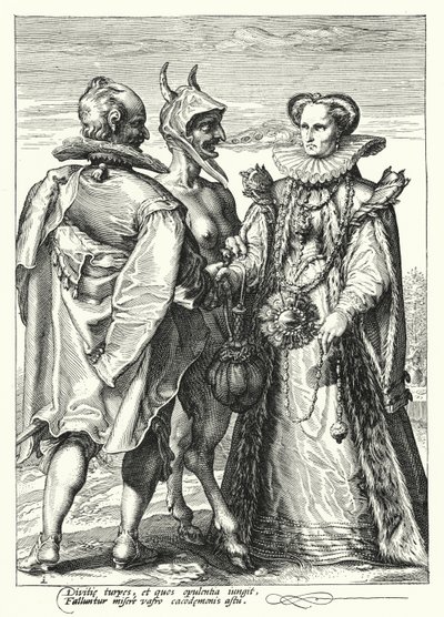 Şeytanın Görevlendirdiği Zenginlik İçin Evlilik (gravür) by Hendrik (after) Goltzius
