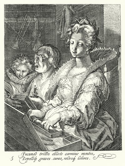 Müzik (gravür) by Hendrik (after) Goltzius