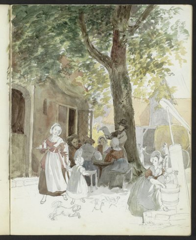 Bir kuyu ve rakamlar ile köy sokak by Hendrik Abraham Klinkhamer