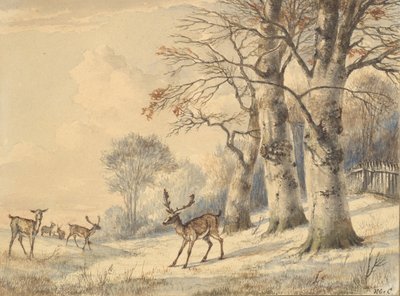 Yazın Kayın Ağaçlarının Altında Geyik, 1853. by Hendrik Gerrit ten Cate