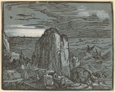 Bir deniz kıyısındaki uçurum by Hendrik Goltzius