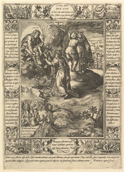 Cura Dei Pro Suis, Hristiyan İnancının Alegorilerinden, Hristiyan ve Profane Alegorilerinden. by Hendrik Goltzius