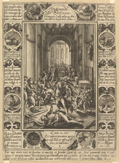 Kilisede Anlaşmazlık Kilisede Dissidium, yak. 1578 by Hendrik Goltzius