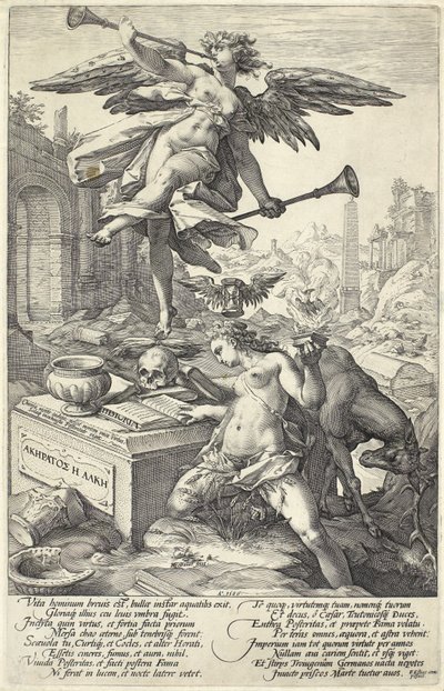 Roma Kahramanlarından Şöhret ve Tarih, 1586 by Hendrik Goltzius