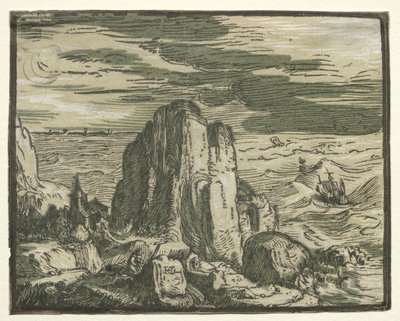 4 Manzara setinden: Cliffon deniz kıyısı. by Hendrik Goltzius