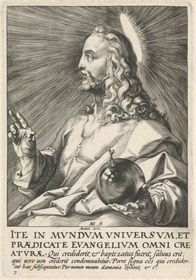 Salvator Mundi, c.1589 (gravür) by Hendrik Goltzius