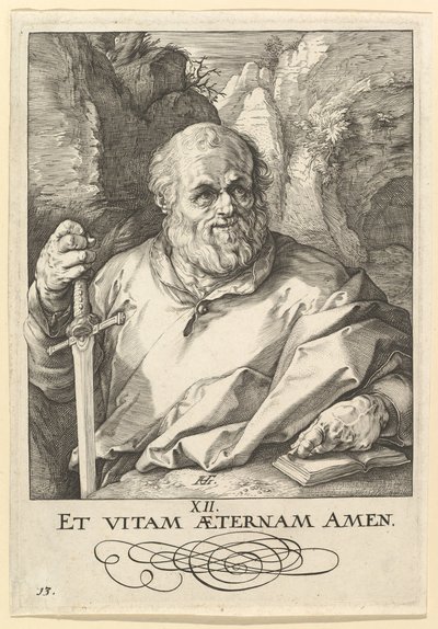 St. Matthias, İsa, Havariler ve Aziz Paul, Creed ile, yakl. 1589. by Hendrik Goltzius