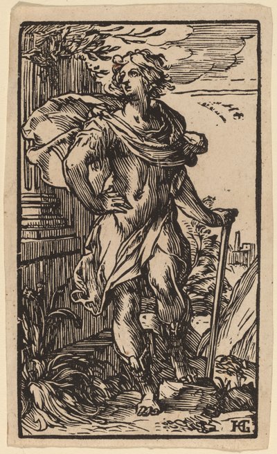 Bastonlu duran genç adam by Hendrik Goltzius