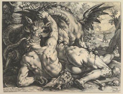 Cadmus Yoldaşlarını Yiyen Ejderha, 1588. by Hendrik Goltzius