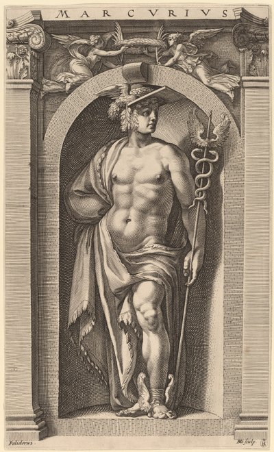 Merkür by Hendrik Goltzius after Polidoro da Caravaggio