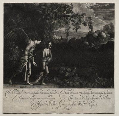 Tobias ve Melek büyük tabak. by Hendrik Goudt