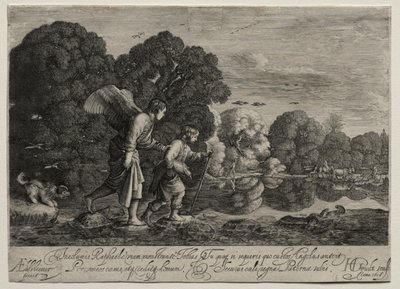 Tobias ve Melek küçük tabak. by Hendrik Goudt