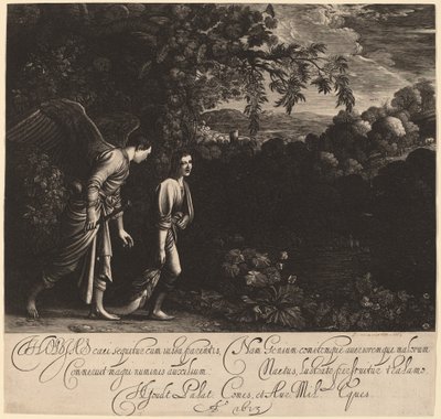 Tobias ve Melek (Büyük Tobias) by Hendrik Goudt after Adam Elsheimer