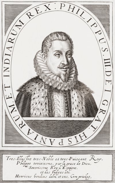 İspanya Kralı III. Philip ve Portekiz Kralı II. Philip olarak, by Hendrik I (after) Hondius