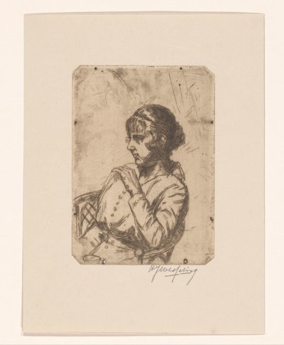 Kadın bir sandalyede by Hendrik Jan Wesseling (signed by artist)
