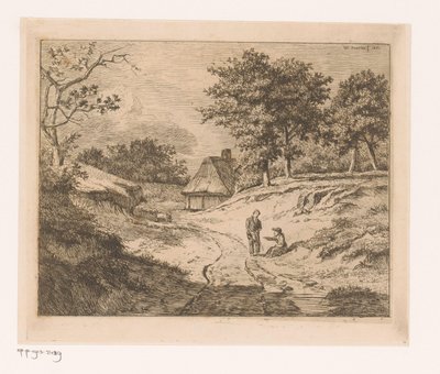 Bir kişinin diğerine yol gösterdiği manzara by Hendrik Jozef Franciscus van der Poorten
