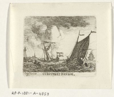 Schepen op woelig su Faydalı ve hoş (nesne üzerindeki başlık) by Hendrik Kobell
