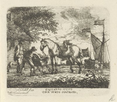atı beslemek Egitando citius quam vento contrario (nesne üzerindeki başlık) by Hendrik Kobell
