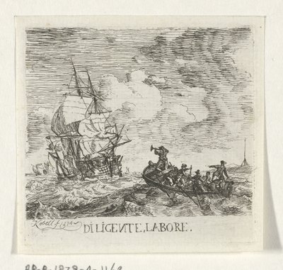 Farklı tekneler ile vahşi su Diligente, emek (nesne üzerindeki başlık) by Hendrik Kobell