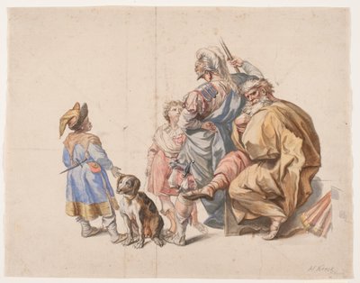 Siyah fahişe ve köpek ile şekil kompozisyon by Hendrik Krock