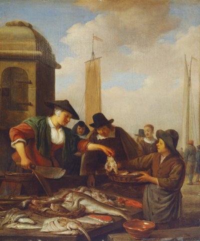 Liman Kenarında Balık Durağı (panel üzeri yağlıboya) by Hendrik Martensz Sorgh