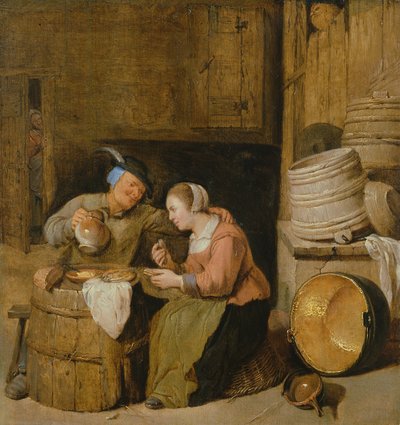 İki köylü ile bir iç sahne by Hendrik Martensz Sorgh