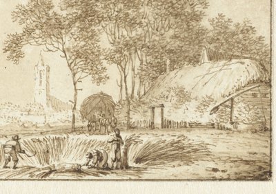 Bir çiftlikte biçme makineleri by Hendrik Meijer