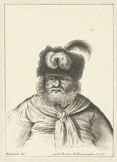 Kürk şapkalı oturan adam by Hendrik Nieuwenhuysen