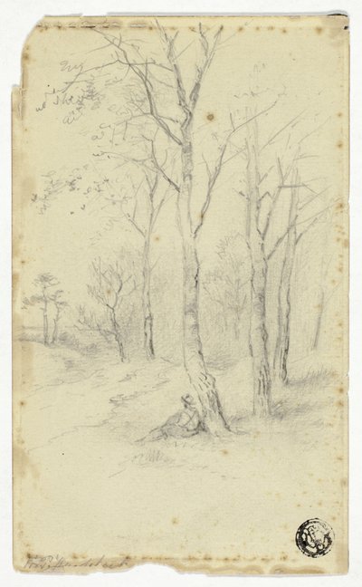 Ağaçların Altında Oturan Adam by Hendrik Pieter Koekkoek