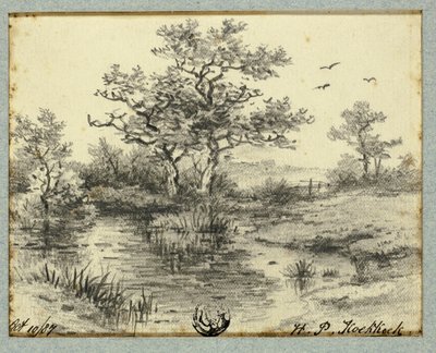 Göl kenarındaki ağaçlar by Hendrik Pieter Koekkoek