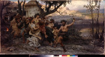 Bacchanalia. Henryk Siemiradzki (1843-1902), tuval üzerine yağlı boya, yaklaşık 1890. Polonya sanatı by Henryk Siemiradzki