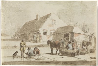 Bir çiftlikte buz patencileri ve kızak by Hendrik Spilman