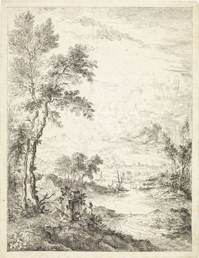 Bir nehir ile manzara by Hendrik Tavenier