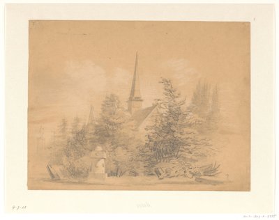 ağaçlar arasında kilise by Hendrik Valkenburg