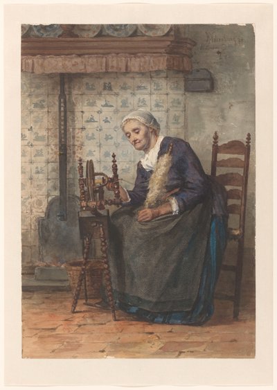 Çıkrık, iç yaşlı kadın by Hendrik Valkenburg