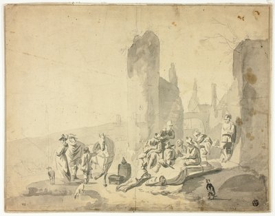 Çeşitli Figürlerle Liman Kenarı Sahnesi by Hendrik Verschuring