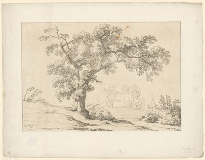 Peyzajdaki ağaç Tentamina Lithographica (dizi adı) İtalyan manzaraları (dizi başlığı) by Hendrik Voogd