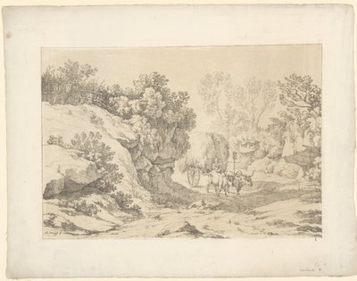 Saman vagonu yolda Tentamina Lithographica (dizi adı) İtalyan manzaraları (dizi başlığı) by Hendrik Voogd
