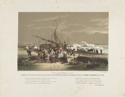 Yas tutan balıkçı eşlerinin olduğu sahil sahnesi, 1868 by Hendrik Wilhelmus Last