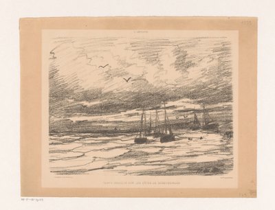 Scheveningen kıyılarında fırtınalı hava Temps orageux sur les côtes de Scheveningue (nesne üzerindeki başlık) by Hendrik Willem Mesdag