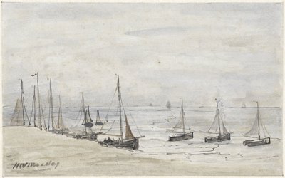 Sahilde balık tutma parmakları by Hendrik Willem Mesdag
