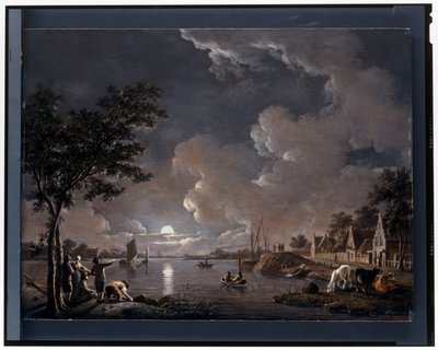 Ay Işığında Bir Nehir Manzarası by Hendrik Willem Schweickhardt