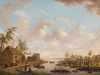 Bataklıkta Turba Çıkaran Balıkçılar ve Çiftçiler ile Manzara Alçak bozkırda balıkçılar ve turba kesen çiftçiler ile manzara by Hendrik Willem Schweickhardt