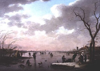 Kış Manzarası, Buz Üzerindeki Figürler by Hendrik Willem Schweickhardt
