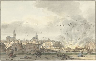 Kruithuis'in Delft'teki patlaması, 12 Ekim 1654 by Hendrik de Winter (signed by artist)